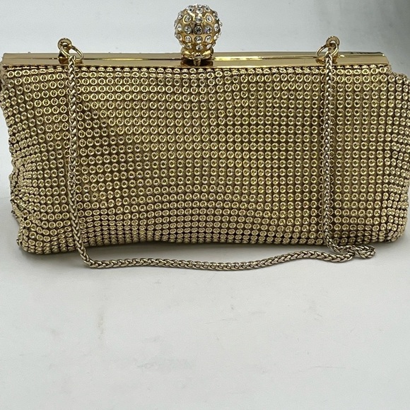 Whiting & Davis Gold Crystal Ball Metal Mesh Evening Party Clutch Bag Purse - Picture 6 of 16